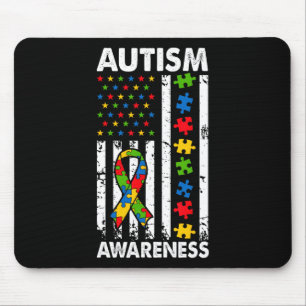 Tapis De Souris Sensibilisation sur l'autisme American Flag Puzzle