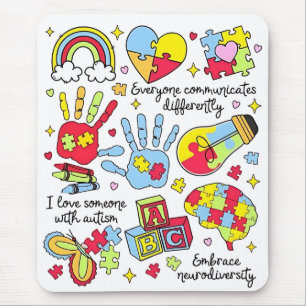 Tapis De Souris Sensibilisation sur l'autisme Embrasser la diversi