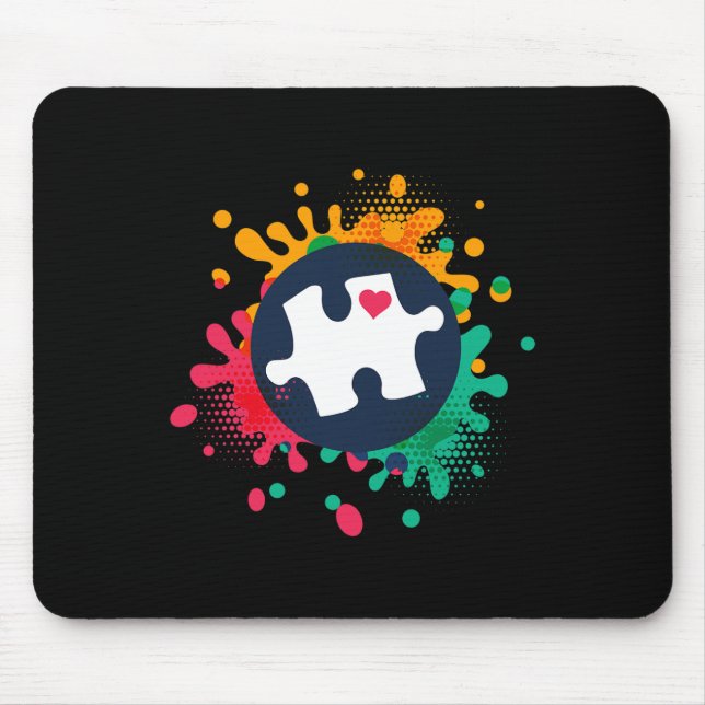 Tapis De Souris Sensibilisation sur l'autisme Puzzle Piece Love Au (Devant)