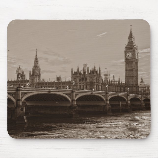 Tapis De Souris Sepia Big Ben Tower Palace de Westminster (Devant)