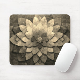 Tapis De Souris Sepia Mandala Art Fleur texturée