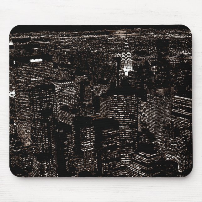 Tapis De Souris Sepia New York City Night Skyline (Devant)