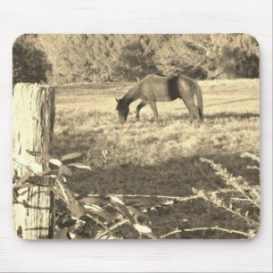 Tapis De Souris Sepia ton cheval Brown et clôture