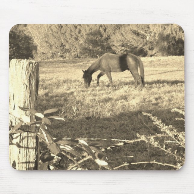 Tapis De Souris Sepia ton cheval Brown et clôture (Devant)