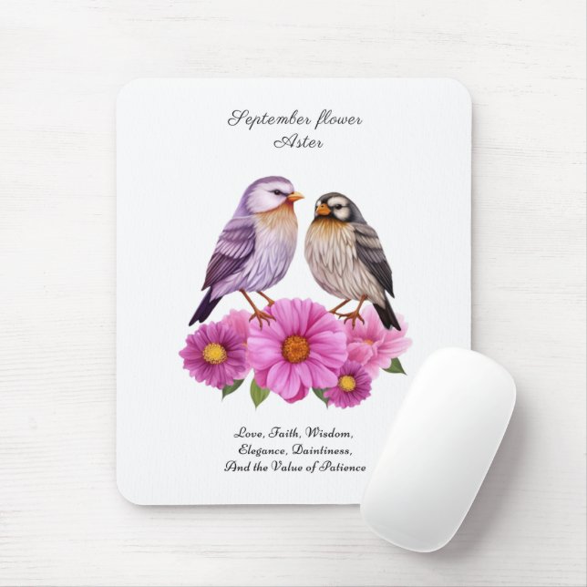 Tapis De Souris Septembre Aster Flower with Birth Cadeau (Avec souris)