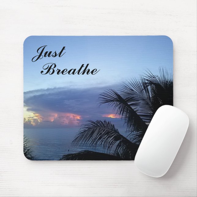Tapis De Souris Serene Palm Tree Ocean Sunrise Simplement Respirez (Avec souris)