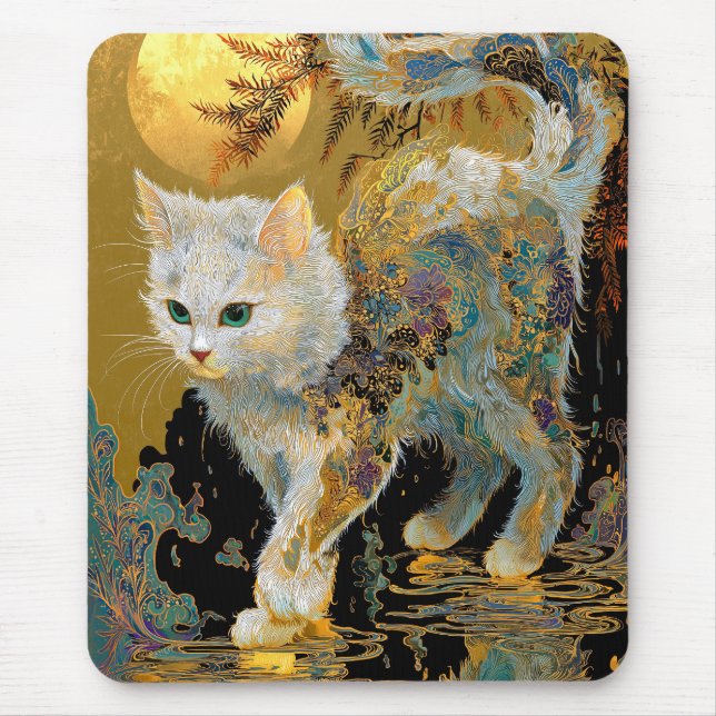Tapis De Souris Serene Rinpa Cat | Zen or japonais (Devant)