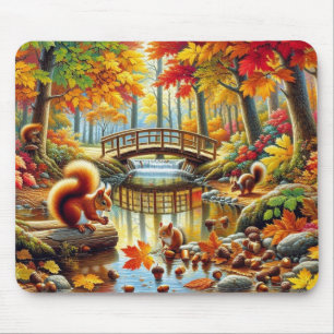 Tapis De Souris Sérénissime Forêt d'automne peinture de la scène