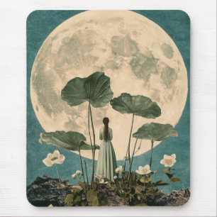 Tapis De Souris Sérénité Lune - Scène Lotus Vintage