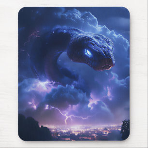 Tapis De Souris Serpent éclair au-dessus de la ville