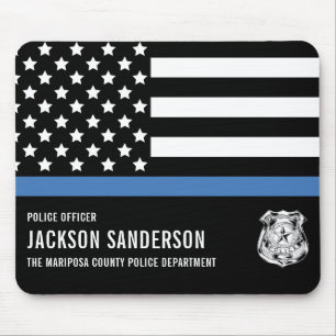 Tapis De Souris Service de police des douanes Ligne bleue mince
