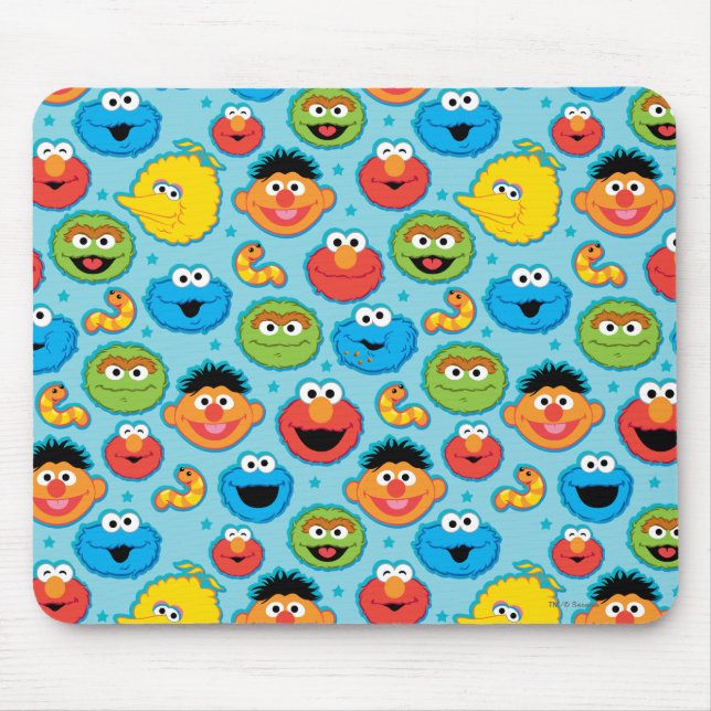 Tapis De Souris Sesame Street Façades Motif sur Blue (Devant)