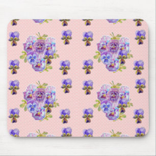 Tapis De Souris Shabby Pink Pansa fleuri Ordinateur Souris Mat Pad