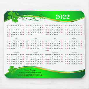 Tapis De Souris Shamrock chanceux 2022. Ajoutez votre nom.  e-mail