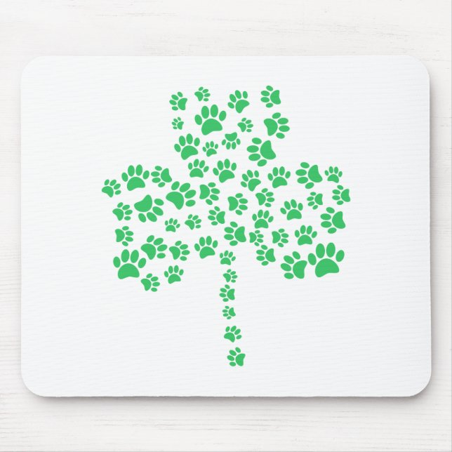 Tapis De Souris Shamrock Empreinte de patte de chien (Devant)