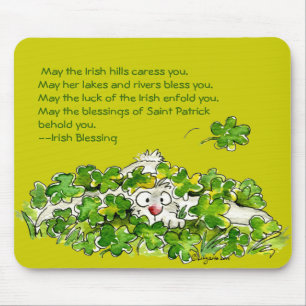 Tapis De Souris Shamrock irlandais bénissant le jour Mousepad de