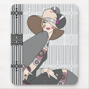Tapis De Souris Shelby, Madame des années 1930 dans le gris et