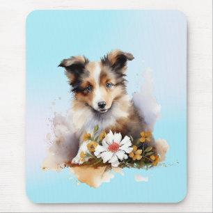 Tapis De Souris Shetland Sheepdog Chiot Pet Aquarelle