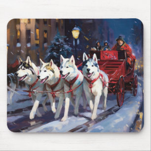 Tapis De Souris Siberian Husky Saison de Noël festive