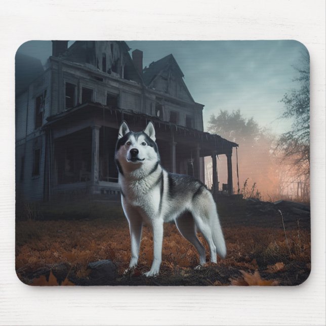 Tapis De Souris Sibérie Husky Halloween effraie (Devant)