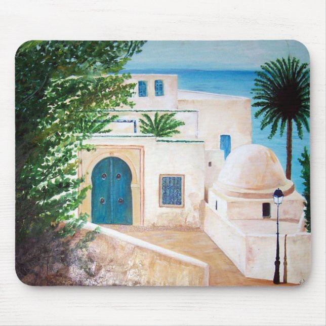 Tapis De Souris "Sidi Bou a dit, mousepad de la Tunisie" (Devant)
