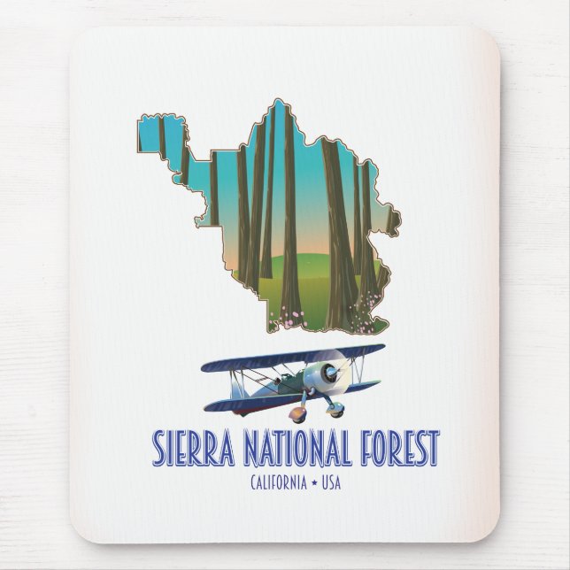 Tapis De Souris Sierra Forêt California USA carte (Devant)