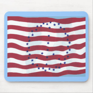 Tapis De Souris Signal de Paix Étoiles et rayures Drapeau Mousepad