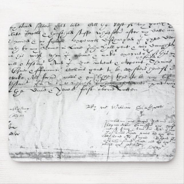 Tapis De Souris Signature de William Shakespeare, 1616 (Devant)