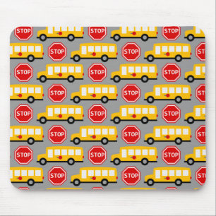 Tapis De Souris Signe de bus et d'arrêt scolaire