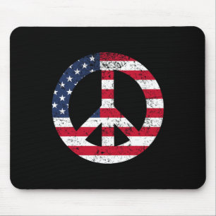 Tapis De Souris Signe de la paix Drapeau patriotique Usa Paix et A