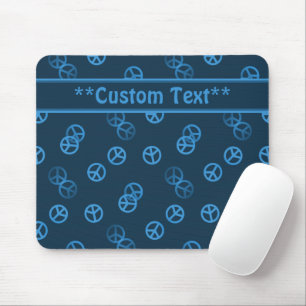 Tapis De Souris Signe de paix bleu avec le texte fait sur commande