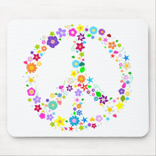 Tapis De Souris Signe de paix des fleurs