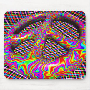 Tapis De Souris Signe de paix psychédélique