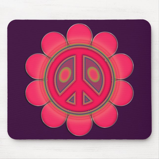 TAPIS DE SOURIS SIGNE DE PAIX ROSE DE FLEUR (Devant)