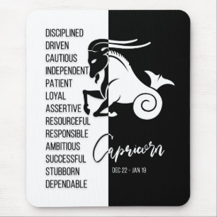 Tapis de souris Signe du zodiaque Capricorne, Noir