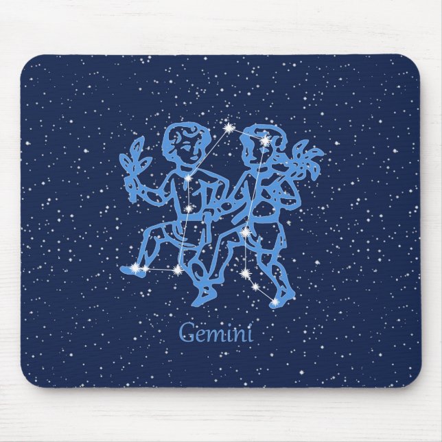 Tapis De Souris Signe Gemini Constellation et Zodiaque avec étoile (Devant)