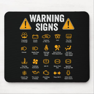 Tapis De Souris Signes d'avertissement de conduite amusant 101 Aut