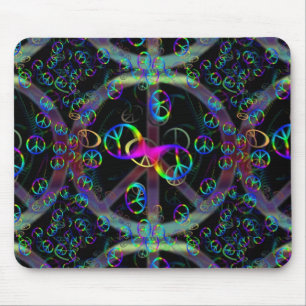 Tapis De Souris Signes de paix au néon de flottement