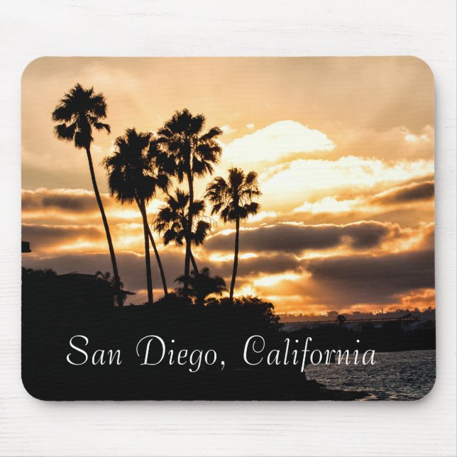Tapis De Souris Silhouette Coucher De Soleil À San Diego (Devant)