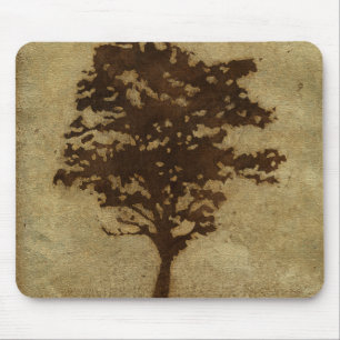 Tapis De Souris Silhouette d'arbre sur l'arrière - plan en bronze