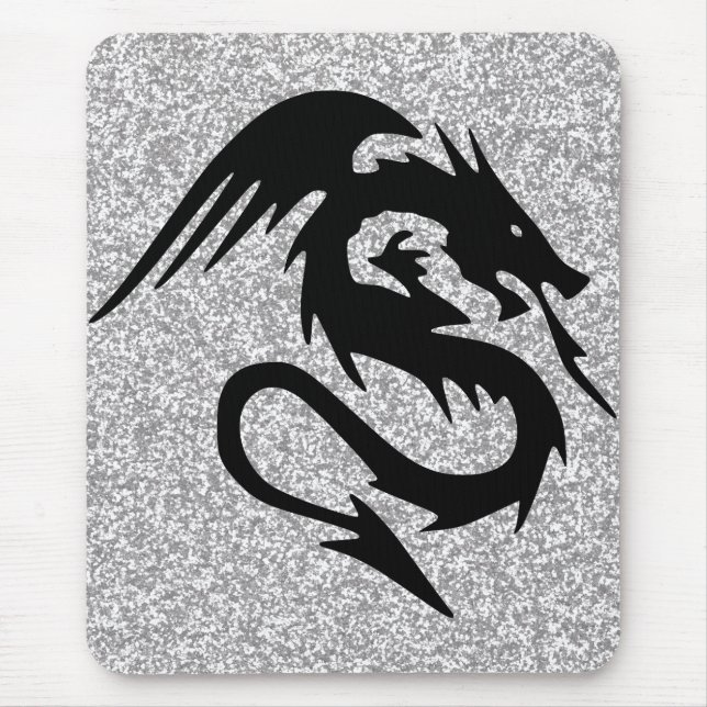 Tapis De Souris Silhouette de attaque de dragon sur l'argent (Devant)