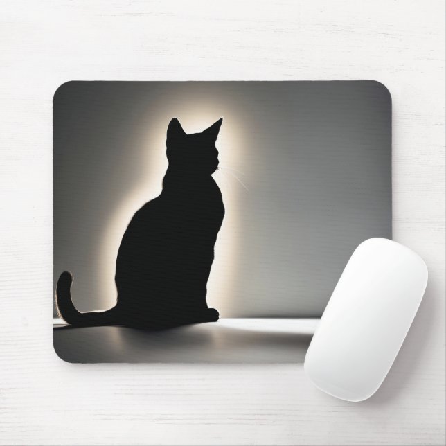 Tapis De Souris Silhouette De Chat Avec Luminosité D'Or (Avec souris)
