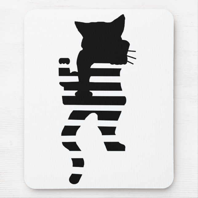 Tapis De Souris Silhouette de chat noir (Devant)