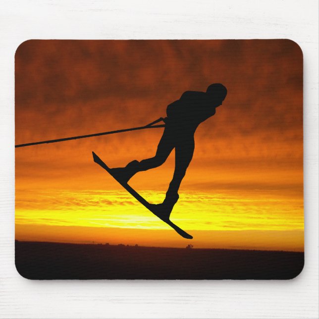 Tapis De Souris Silhouette de coucher du soleil de Wakeboard (Devant)