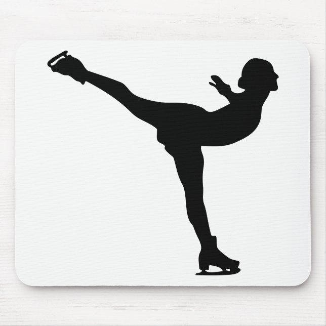 Tapis De Souris Silhouette de femme de patinage de glace (Devant)