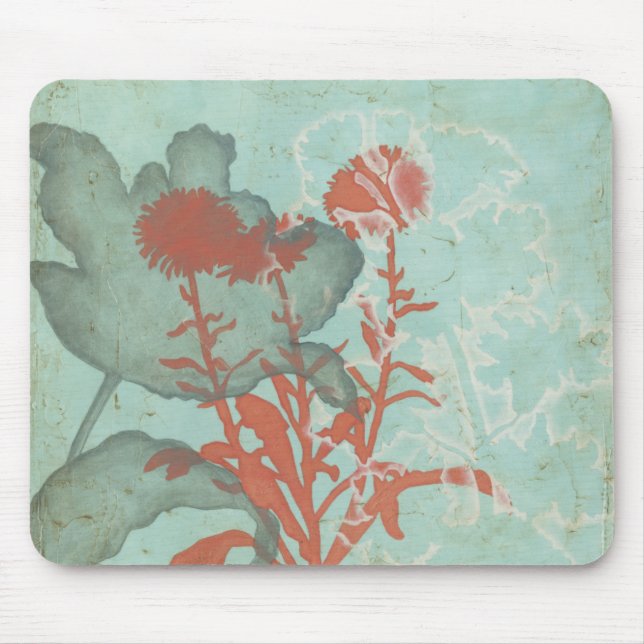 Tapis De Souris Silhouette de Fleurs rouges sur Arrière - plan Tur (Devant)