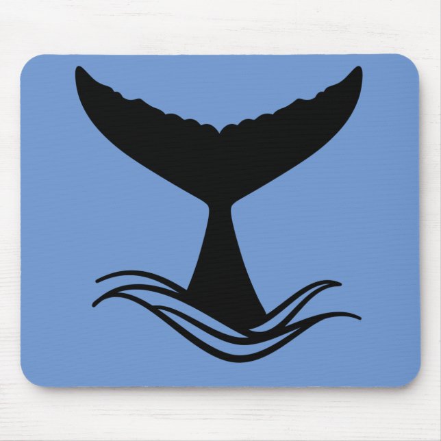 Tapis De Souris Silhouette de la queue de baleine d'Ocean Wave (Devant)