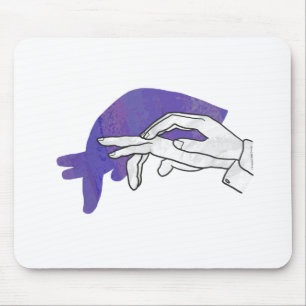 Tapis De Souris Silhouette de main Fourmilier Violet