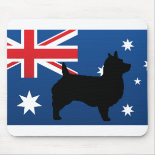 Tapis De Souris silhouette de terrier australien drapeau australie