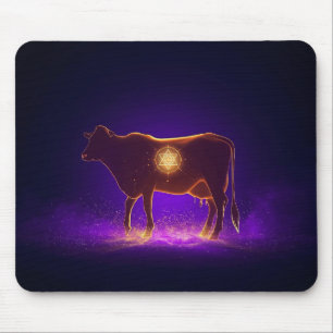 Tapis De Souris Silhouette de vache divine Govardhan Puja Spirit